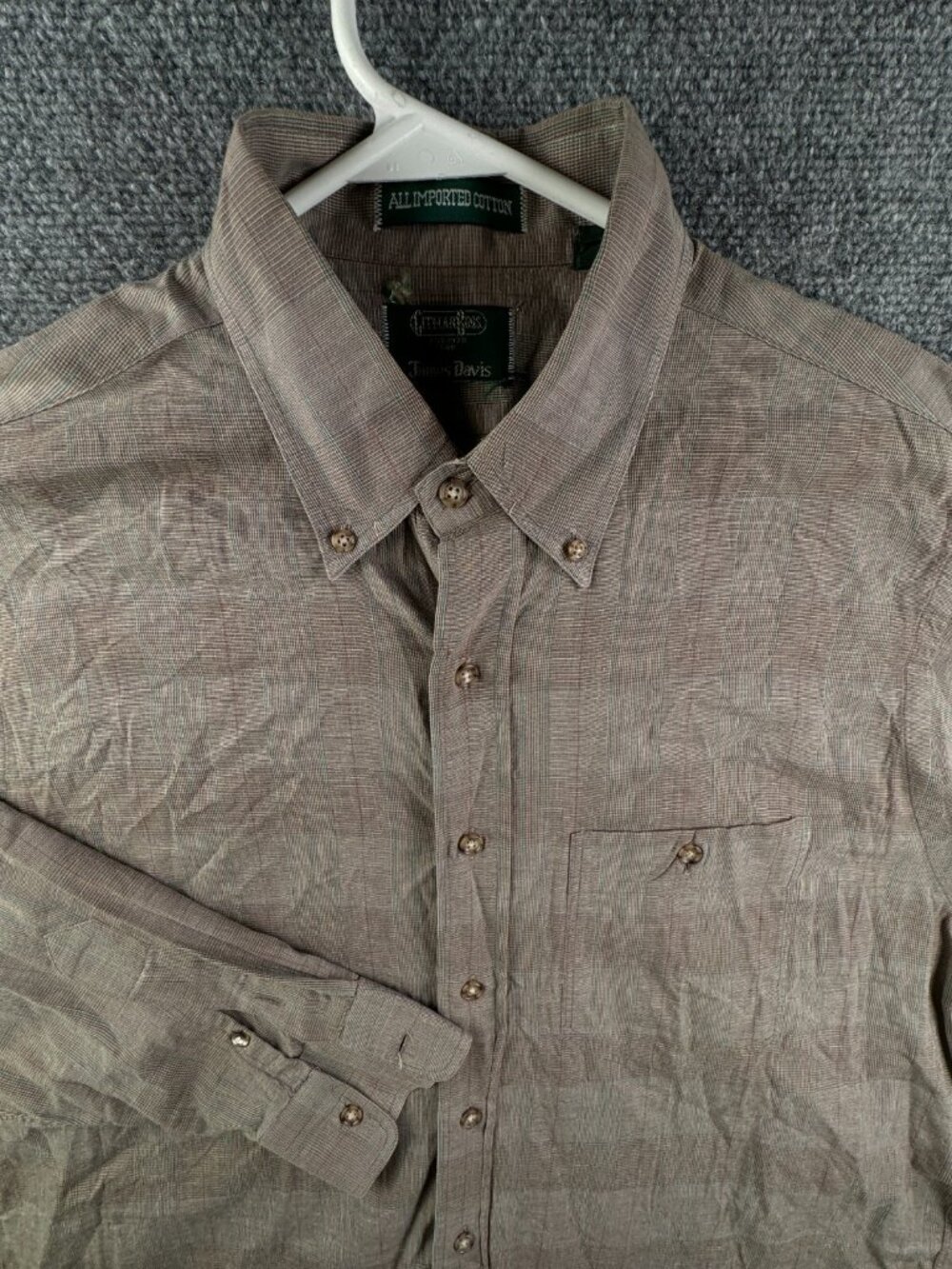 VTG Gitman Bros James Davis USA Plaid Men Button Up Shirt Large USA Made Brown